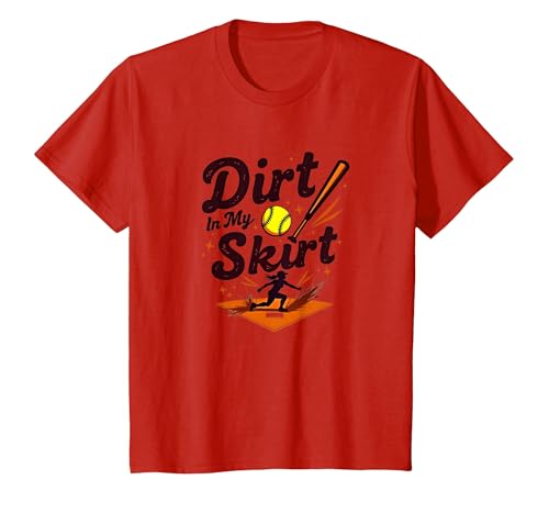 Dirt In My Skirt Mädchen Softball Fierce Player Sliding Home T-Shirt, Kinder, Rot, 92 von Generic