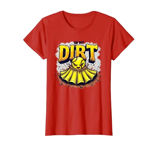 Dirt in My Skirt Mädchen Softball Fierce Player Spirit T-Shirt, Damen, Rot, XL von Generic
