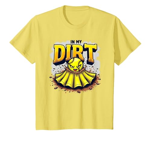 Dirt in My Skirt Mädchen Softball Fierce Player Spirit T-Shirt, Kinder, Gelb, 140 von Generic