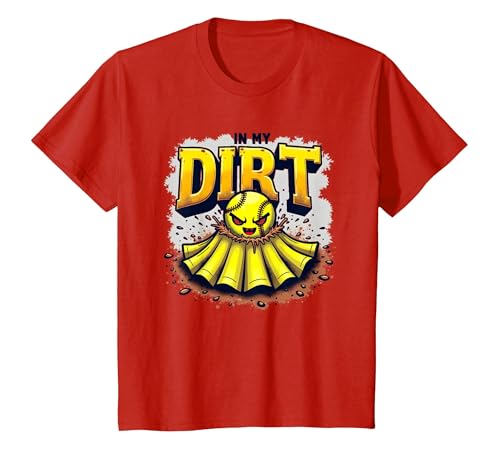 Dirt in My Skirt Mädchen Softball Fierce Player Spirit T-Shirt, Kinder, Rot, 128 von Generic