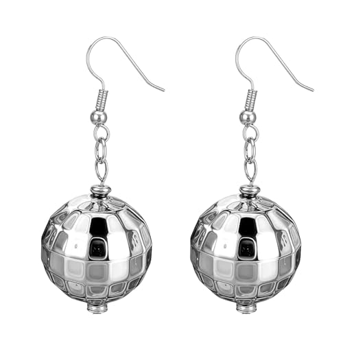 Disco Ball Ohrringe - Funky Ohrringe | Silberne Kugel Ohrringe | Disco Ball Ohrringe für Frauen | Baumeln Ohrringe in Form einer Discokugel Disco Ball Ohrringe - Funky Ohrringe | Silberne Kugel Ohrringe | Disco Ball Ohrringe für Frauen | Baumeln Ohrringe in Form einer Discokugel von Generic
