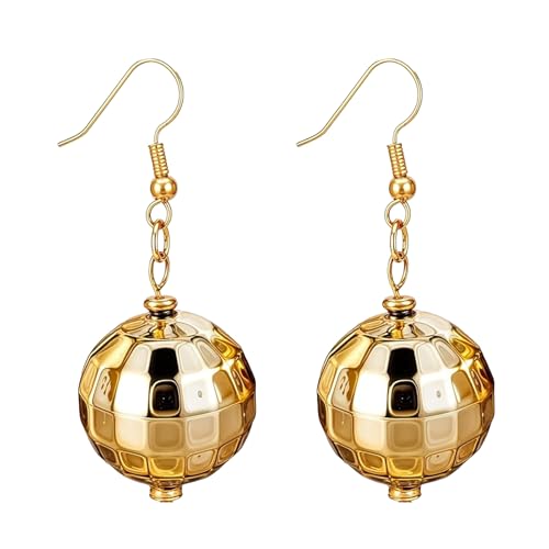 Disco Ball Ohrringe - Silber Ohrhänger mit Discokugel Design der 70er Jahre Retro Party Schmuck | Leichte Ohrhänger für Frauen, perfekt für Partys, Se référer au descriptif, Beschläge (Metall), Siehe von Generic