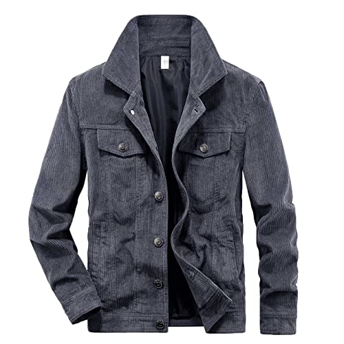 Discounter Cordjacke Herren Cord Übergangsjacke Revers Button Down Mantel Winter Warm Cardigan Jacke Einfarbig Sweatjacke mit Tasche Große Größen Longbluse Leichte Outwear Sportjacke Hemdjacke von Generic