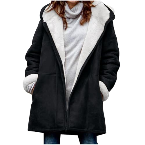 Discounter Damen Sweatjacke mit Zipper Kapuzenpullover mit Fleece gefütterte Warm Basic Fleecejacke Causal Kapuzenjacke Winter Sweatjacke Outdoor Hoodie Fleecepullover von Generic
