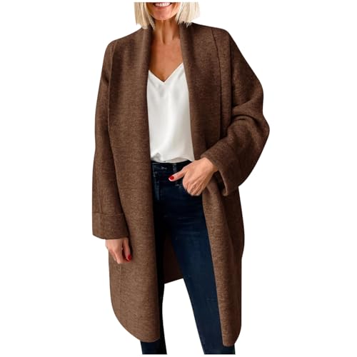 DiscounterStrickjacke Damen Langarm Elegante locker lässig Open Front Leicht Herbst Chunky Knit Oversized Warm Lang Pullover für Frauen mit Taschen Winter Strickcardigan von Generic