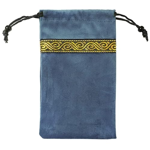 Divinations Velvet Card Dices Bag Mini Hochzeit Bag Tischdecke Oracles Card Game Bag Jewelry Storage Drawstring Tarot Bag, Blue Gold von Generic
