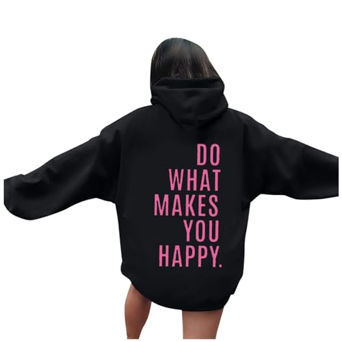 Do What Makes You Happy Christian Sweatshirts für Damen, mit Kapuze, Taschen, lockere Passform, lässig, langärmelig, Schwarz , 42 von Generic