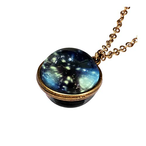 Dome Glow Galaxy in Halskette Das Double Dark System Seitlich Glas Planet Anhänger Halsketten & Anhänger zierliche Halskette für Frauen, h, Einheitsgröße von Generic