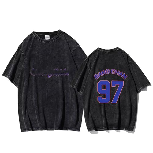 Dominate 2025 World Tour Souvenir-T-Shirt, Gewaschenes T-Shirt Bang.Chan Chang.Bin FELI.X HA.N Hyun.JIN IN Leek.Now Seung.MIN(BANGCHAN,M) von Generic