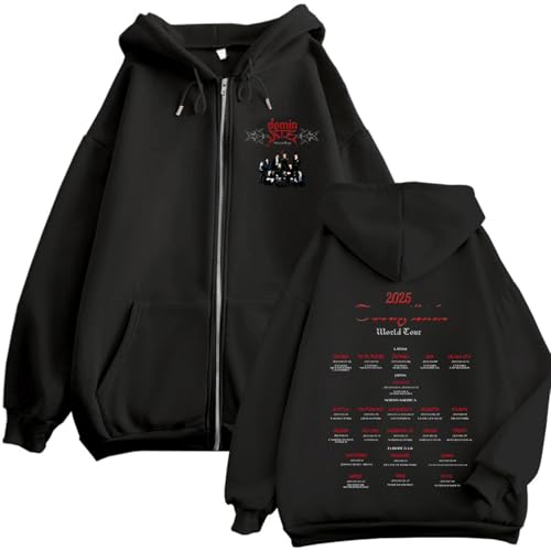 Dominate Reißverschluss-Hoodie, 2025World Tour Unisex Support Sweatshirt K-Pop Merch(Black-1thin,3XL) von Generic