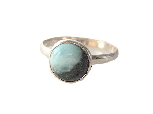 Dominikanischer Larimar Ring Damen Ring Edelstein Ring Blauer Stein Ring Statement Ring (Größe - 8,25 USA) SC-5932 Edelstein Larimar, Silber, Larimar von Generic