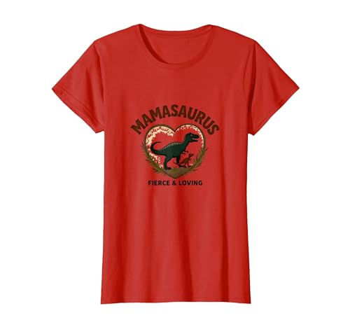 Don't Mess with Mamasaurus - Fierce Mom Dinosaurier T-Shirt, Damen, Rot, XL von Generic