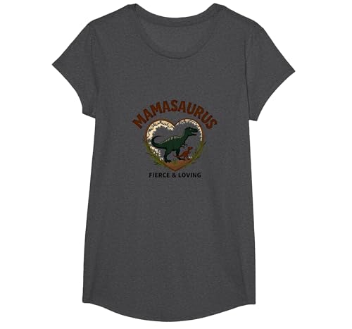Don't Mess with Mamasaurus - Fierce Mom Dinosaurier T-Shirt, Girls, Anthrazit Meliert, Mittel von Generic