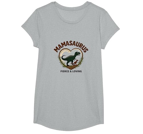 Don't Mess with Mamasaurus - Fierce Mom Dinosaurier T-Shirt, Girls, Grau Meliert, Mittel von Generic