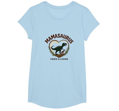 Don't Mess with Mamasaurus - Fierce Mom Dinosaurier T-Shirt, Girls, Himmelblau, Mittel von Generic