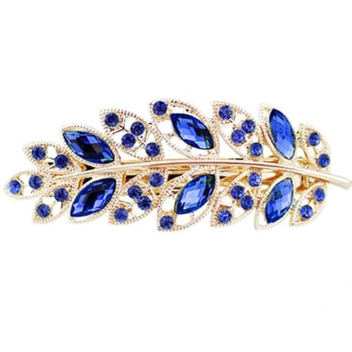 Donatio Haarspange mit Kristallfeder und Strasssteinen für Damen, Blau von Generic