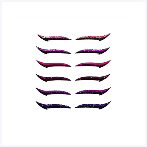 Doppel augenlid aufkleber 6Pairs Bunte wiederverwendbare Eyeliner Aufkleber Langleuchte Selbstklebende Augenlidstreifen Katze Auge Gefälschte Wimpern Glitter Lidschatten Make-up Eyeliner aufkleber(6) von Generic