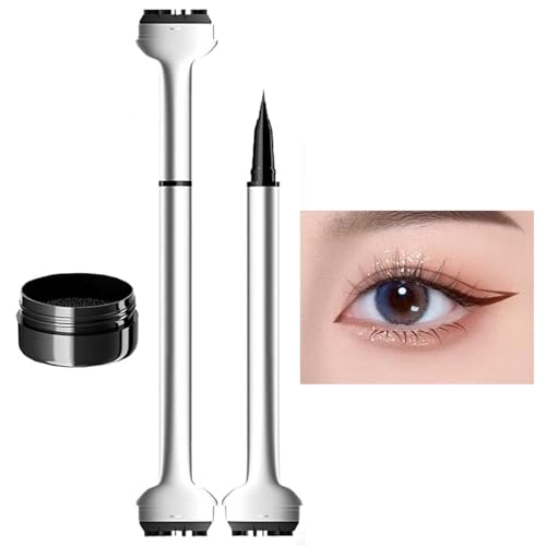 Doppelköpfig Flüssiges Eyeliner Stempel Stift Makeup Set, Wasserdicht Lang anhaltend Schwarzer Eyeliner Bleistift, Wischfest Lazy Langlebiges Eye Liner Schablonen Augen Tattoo Tool (Braun) von Generic