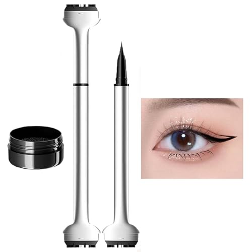 Doppelköpfig Flüssiges Eyeliner Stempel Stift Makeup Set, Wasserdicht Lang anhaltend Schwarzer Eyeliner Bleistift, Wischfest Lazy Langlebiges Eye Liner Schablonen Augen Tattoo Tool (Schwarz) von Generic