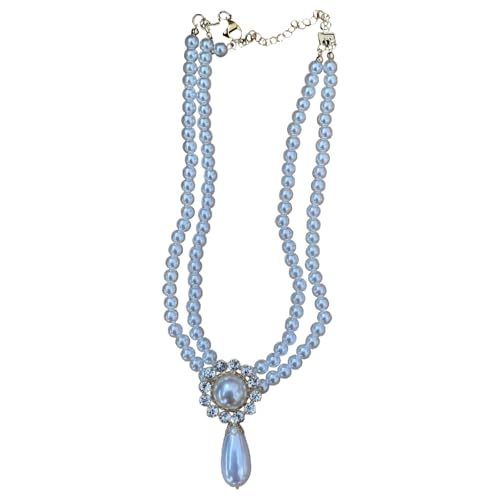 Doppellagige Perlenkette mit floralem Anhänger, Kristall-Akzente, verstellbare Kette, zierlicher Schmuck für Damen, perfekt für den täglichen oder formellen Gebrauch von Generic