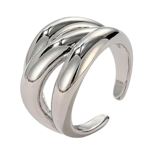 Doppellagiger geflochtener Ring, kupferplattiert, echtes Gold, handgefertigt, stapelbarer Schmuck für Damen von Generic