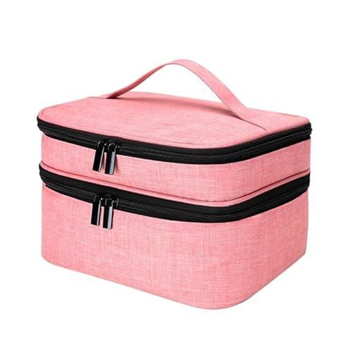 Doppelschicht Nagellack Tragetasche Oxford Tuch Organizer Tasche Hält 30 Flaschen Nagellack Aufbewahrungsbox Fall Tragbare Blatt Druck Tasche, rose von Generic