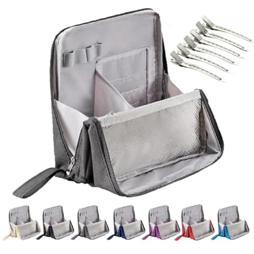 Doresty Make-up-Tasche, Mehrzweck-Make-up-Tasche, große Kapazität, große Kapazität, wasserdicht, Schreibwaren-Organizer mit Fächern (schwarz), Grau von Generic