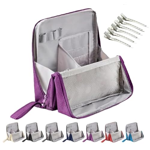 Doresty Make-up-Tasche, Mehrzweck-Make-up-Tasche, große Kapazität, große Kapazität, wasserdicht, Schreibwaren-Organizer mit Fächern (schwarz), Violett, Einfach von Generic