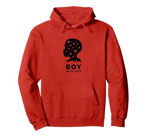 Dot Boys Silhouette Art: Junge mit Punkten, Moderne Grafik Pullover Hoodie, Unisex für Erwachsene, Rot, XXL von Generic