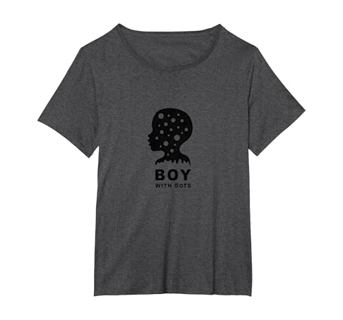 Dot Boys Silhouette Art: Junge mit Punkten, Moderne Grafik T-Shirt, Damen Große Größen, Anthrazit Meliert, 4X von Generic