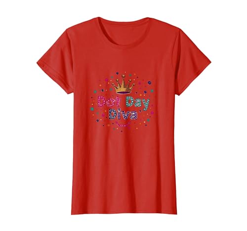 Dot Day Diva Kronenfeier für Kinder und Mädchen T-Shirt, Damen, Rot, XL von Generic