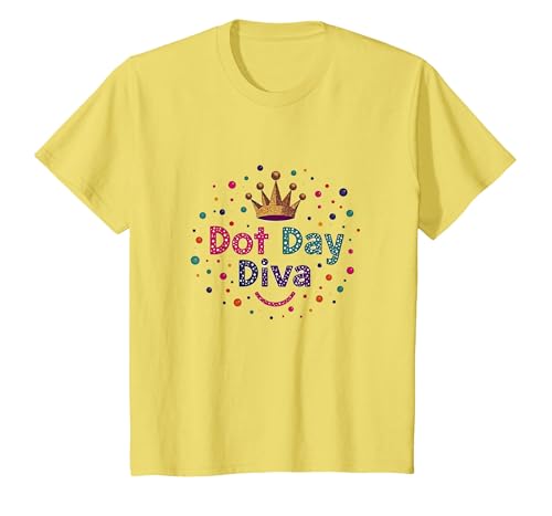 Dot Day Diva Kronenfeier für Kinder und Mädchen T-Shirt, Kinder, Gelb, 128 von Generic