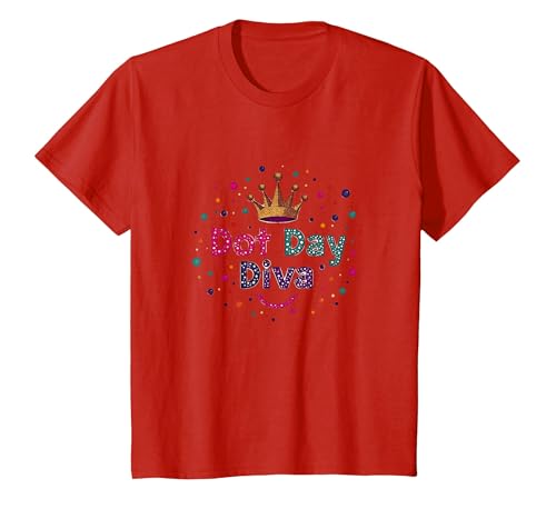 Dot Day Diva Kronenfeier für Kinder und Mädchen T-Shirt, Kinder, Rot, 140 von Generic