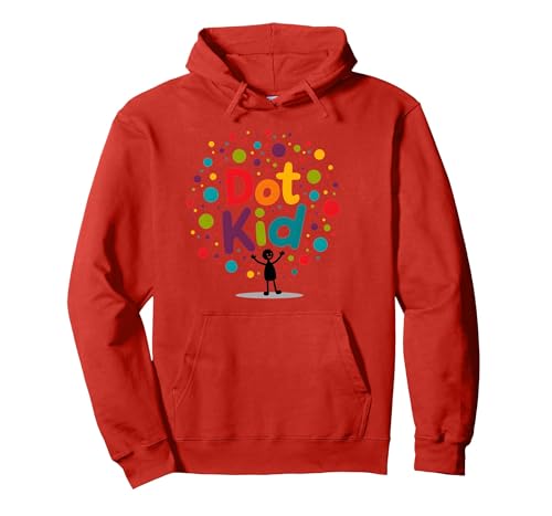 Dot Kid Jungen Bunte Feier Spaß Verspieltes Thema Pullover Hoodie, Unisex für Erwachsene, Rot, L von Generic