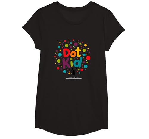 Dot Kid Jungen Bunte Feier Spaß Verspieltes Thema T-Shirt, Girls, Schwarz, XS Dot Kid Jungen Bunte Feier Spaß Verspieltes Thema T-Shirt, Girls, Schwarz, XS von Generic