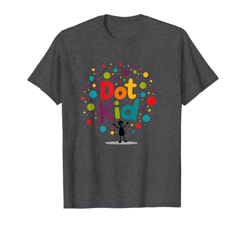 Dot Kid Jungen Bunte Feier Spaß Verspieltes Thema T-Shirt, Herren, Anthrazit Meliert, M von Generic