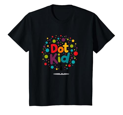 Dot Kid Jungen Bunte Feier Spaß Verspieltes Thema T-Shirt, Kinder, Schwarz, 152 von Generic