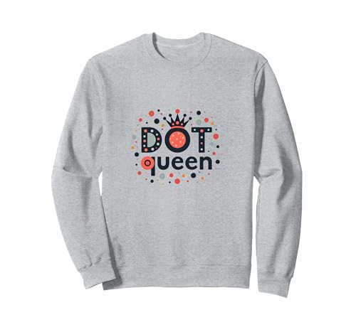 Dot Queen: Polka Dot Royalty für Trendige Frauen Sweatshirt, Unisex für Erwachsene, Grau Meliert, XXL von Generic