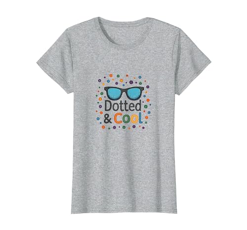 Dotted & Cool Dot Day Jungen Funky Sonnenbrille Celebration T-Shirt, Damen, Grau Meliert, XS Dotted & Cool Dot Day Jungen Funky Sonnenbrille Celebration T-Shirt, Damen, Grau Meliert, XS von Generic