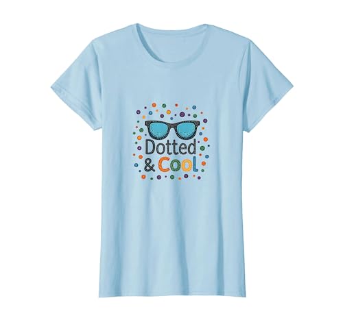 Dotted & Cool Dot Day Jungen Funky Sonnenbrille Celebration T-Shirt, Damen, Himmelblau, XL von Generic