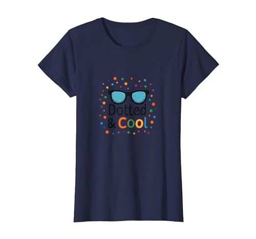 Dotted & Cool Dot Day Jungen Funky Sonnenbrille Celebration T-Shirt, Damen, Marineblau, L von Generic