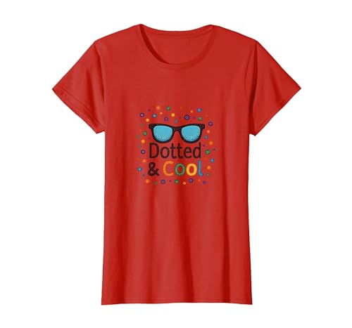 Dotted & Cool Dot Day Jungen Funky Sonnenbrille Celebration T-Shirt, Damen, Rot, XL von Generic
