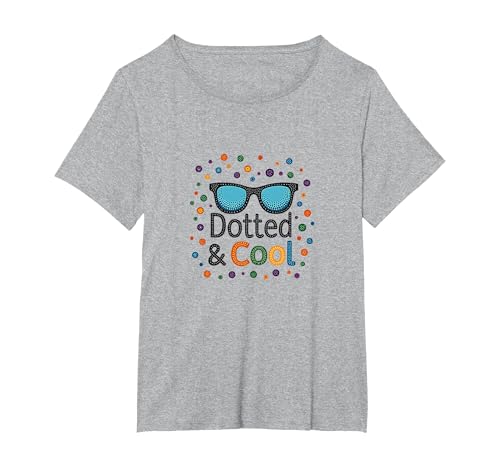 Dotted & Cool Dot Day Jungen Funky Sonnenbrille Celebration T-Shirt, Damen Große Größen, Grau Meliert, 4X Dotted & Cool Dot Day Jungen Funky Sonnenbrille Celebration T-Shirt, Damen Große Größen, Grau Meliert, 4X von Generic