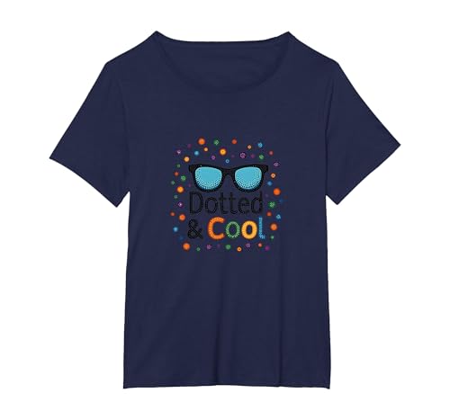 Dotted & Cool Dot Day Jungen Funky Sonnenbrille Celebration T-Shirt, Damen Große Größen, Marineblau, 6X Dotted & Cool Dot Day Jungen Funky Sonnenbrille Celebration T-Shirt, Damen Große Größen, Marineblau, 6X von Generic