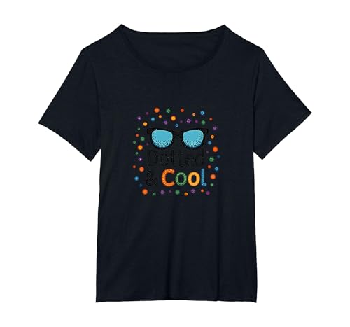 Dotted & Cool Dot Day Jungen Funky Sonnenbrille Celebration T-Shirt, Damen Große Größen, Schwarz, 4X Dotted & Cool Dot Day Jungen Funky Sonnenbrille Celebration T-Shirt, Damen Große Größen, Schwarz, 4X von Generic