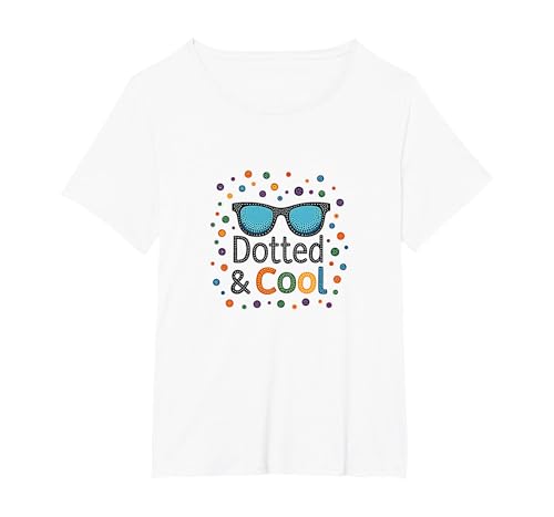 Dotted & Cool Dot Day Jungen Funky Sonnenbrille Celebration T-Shirt, Damen Große Größen, Weiß, 4X Dotted & Cool Dot Day Jungen Funky Sonnenbrille Celebration T-Shirt, Damen Große Größen, Weiß, 4X von Generic