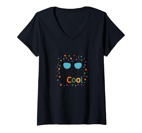 Dotted & Cool Dot Day Jungen Funky Sonnenbrille Celebration T-Shirt mit V-Ausschnitt, Damen, Schwarz, S von Generic