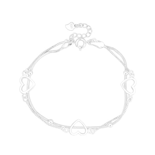 Double Layer Hollow Autumn And Winter Must Have Jewelry Temperament Hand Jewelry Armband Knöpfe (Silver, One Size) von Generic
