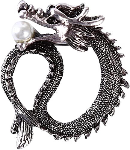 Drache Brosche Retro große Perle Brosche Wild Schal Schal Schnalle Brosche Mädchen Brosche Brosche Silber Schönes Design, Resin von Generic