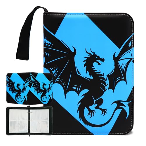 Dragon Card Binder 400 Pockets Fashion Dragon Card Holder Album for Boy 3-Ring Binder with Sleeves, Standard Size Trading Gamecard Storage Protector Organizer Gift for Collectors (Blue) von Generic